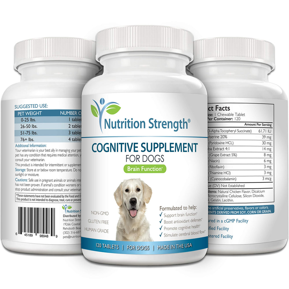 Nutrition Strength gluten-free dog brain supplement packaging