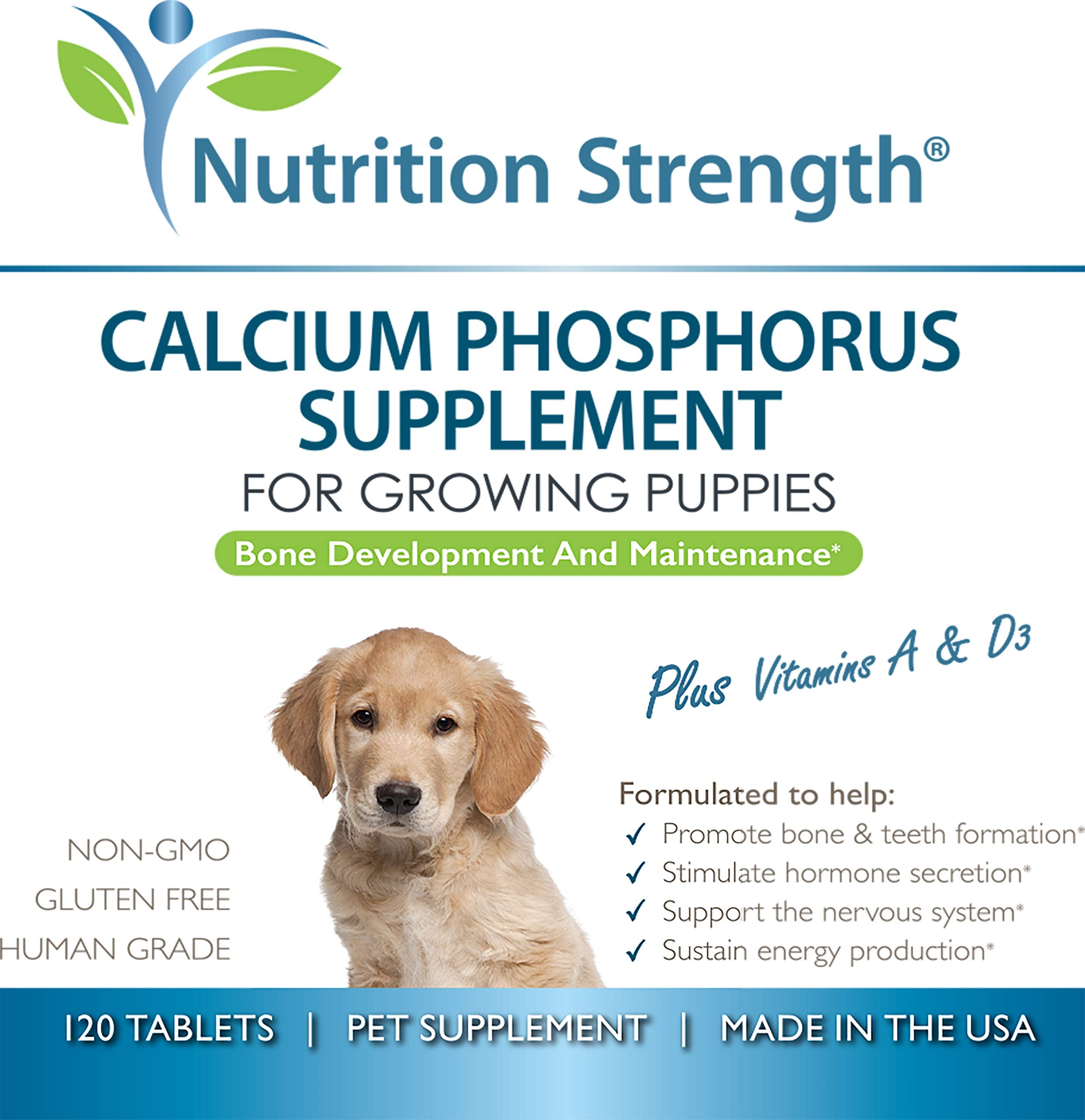 Nutrition Strength made-in-USA dog supplement label signals quality.