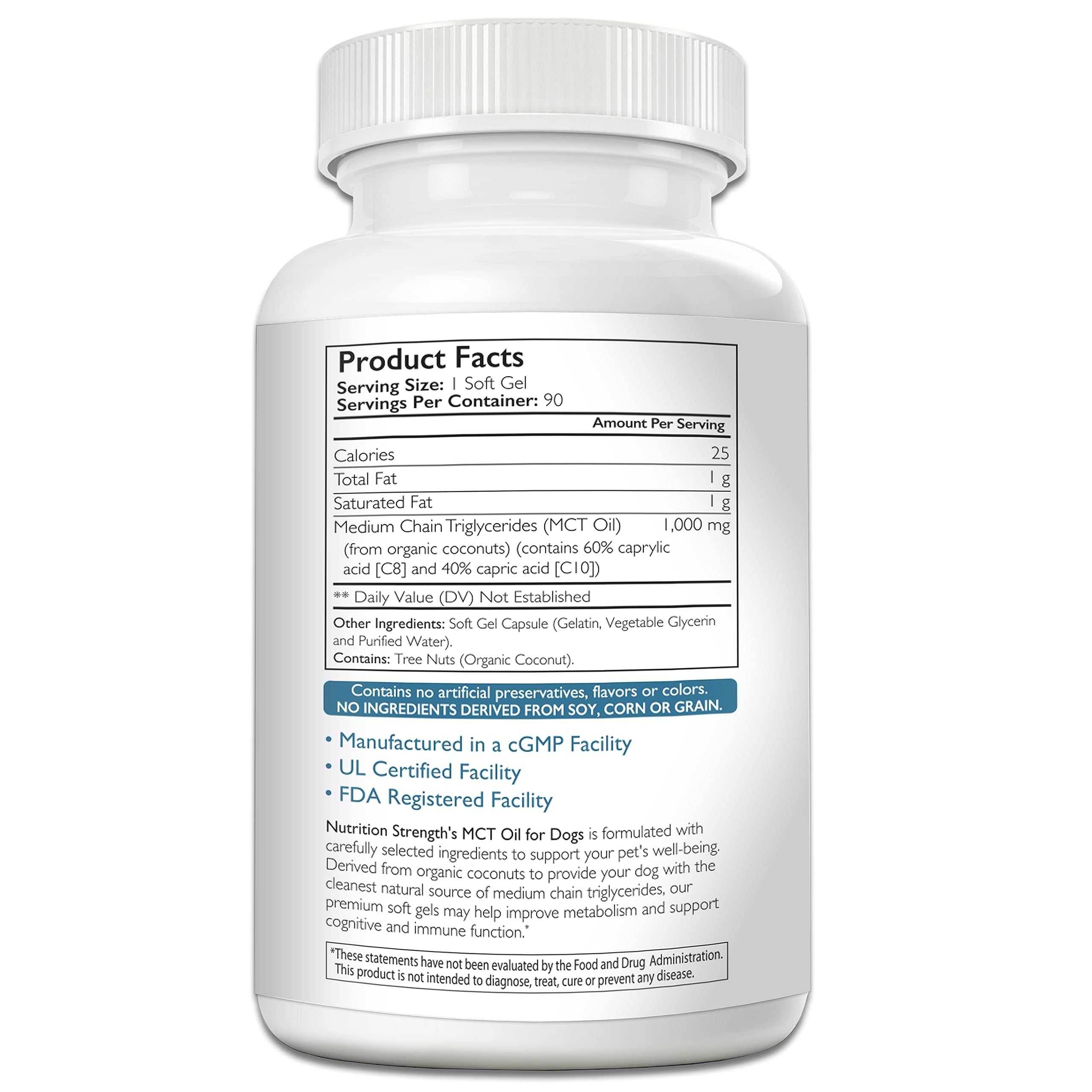 Nutrition Strength MCT for dogs organic coconut source—high-quality ingredients.