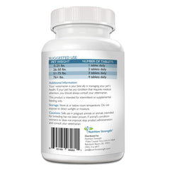 Nutrition Strength Taurine for Dogs bottle with meals, easy to take with food