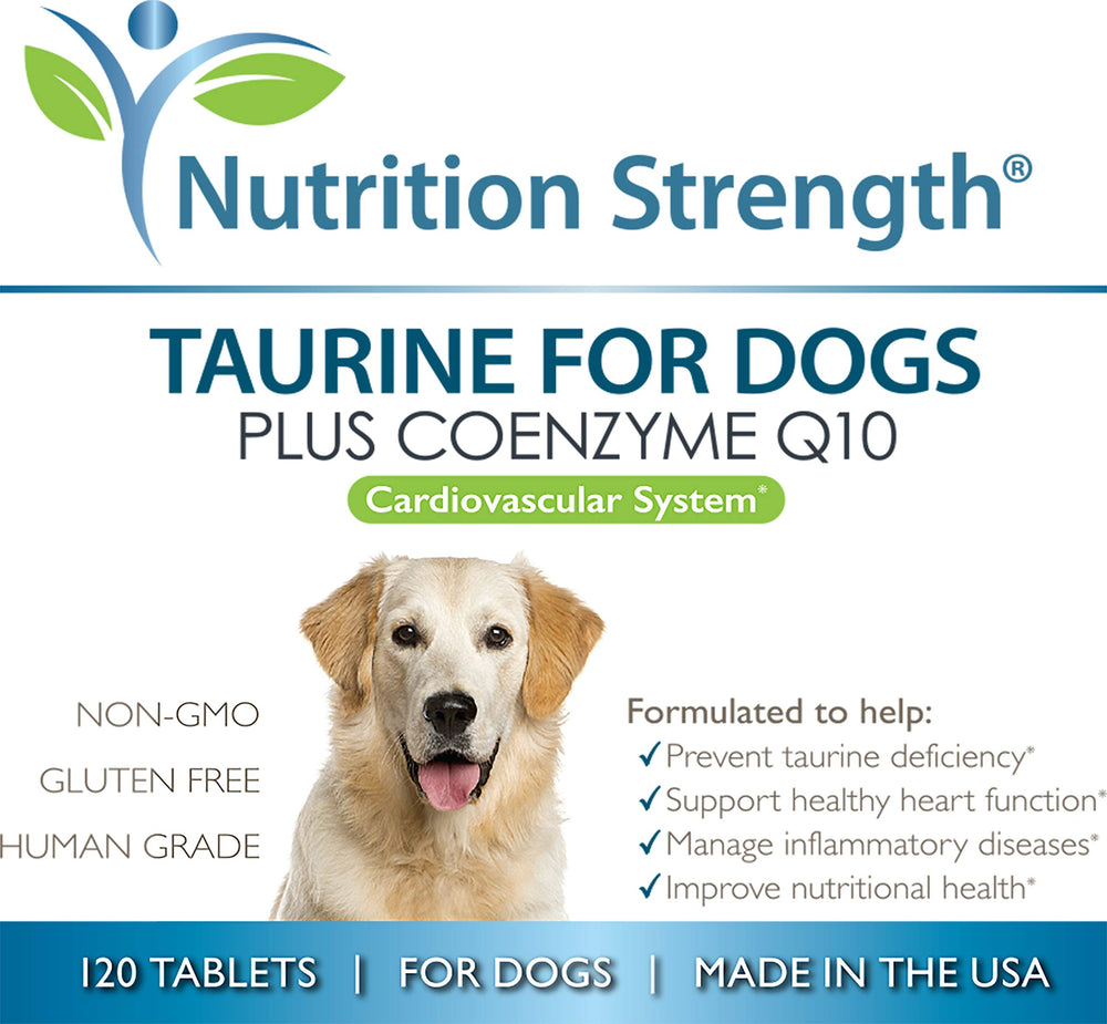 Nutrition Strength Taurine for Dogs Made in USA badge, indicating high-quality manufacturing