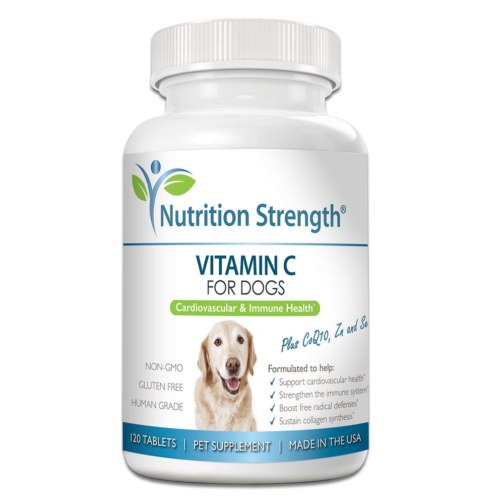 Nutrition Strength Vitamin C for Dogs bottle front illustrating cardiovascular support