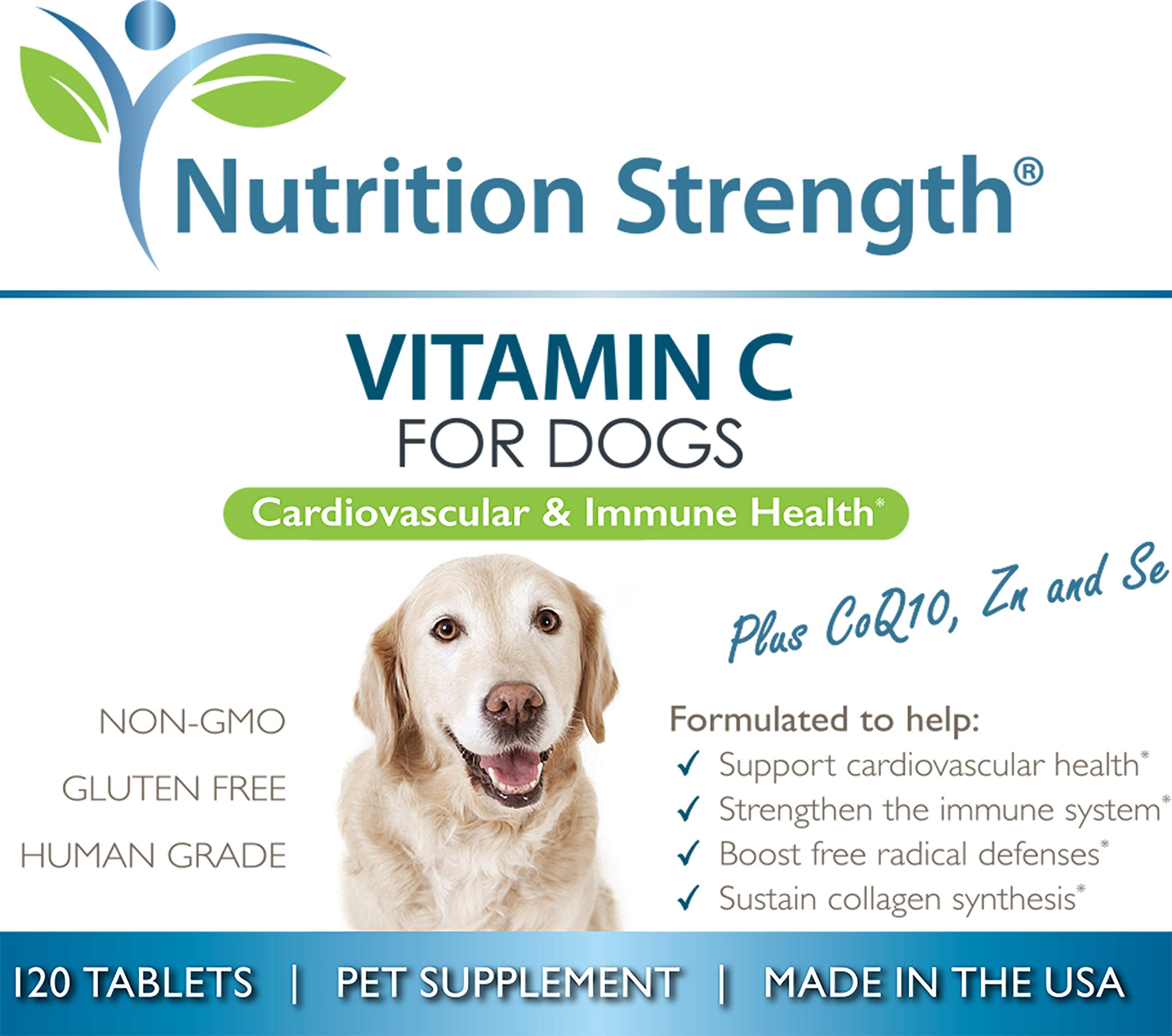 Nutrition Strength Vitamin C for Dogs made-in-usa label emphasizes quality and safety