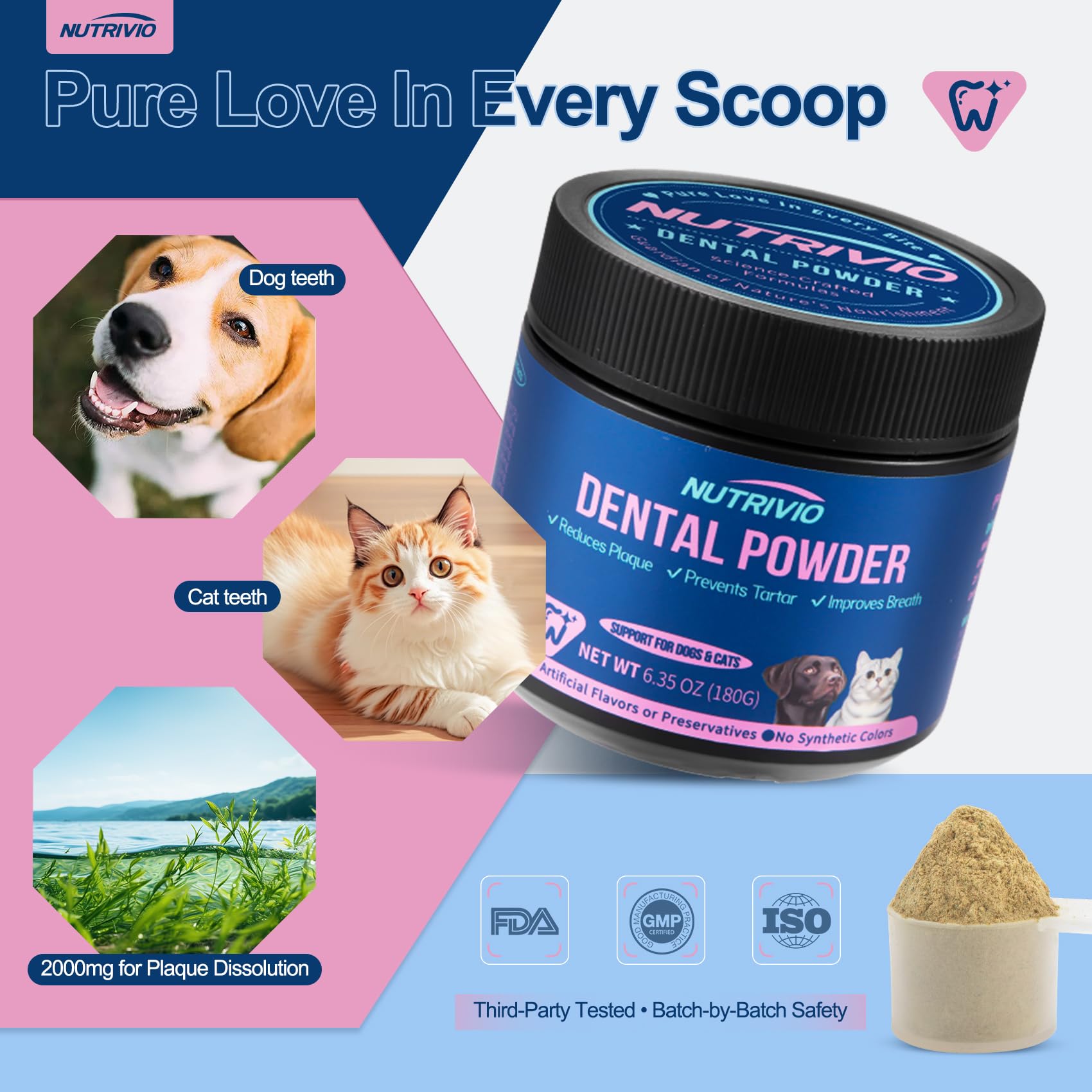 Nutrivio illustration depicts dog and cat mouth health and gum care.