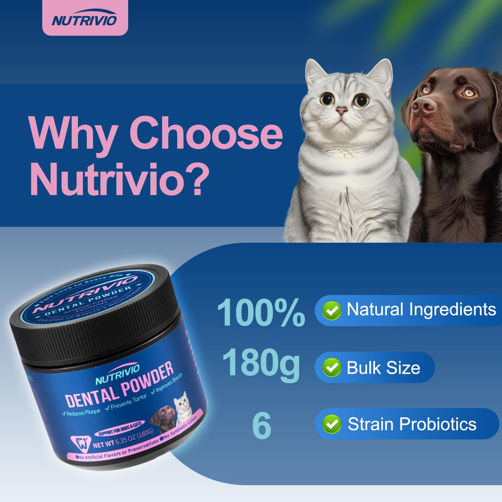 Nutrivio grain-free non-GMO badge emphasizes safety and natural ingredients.