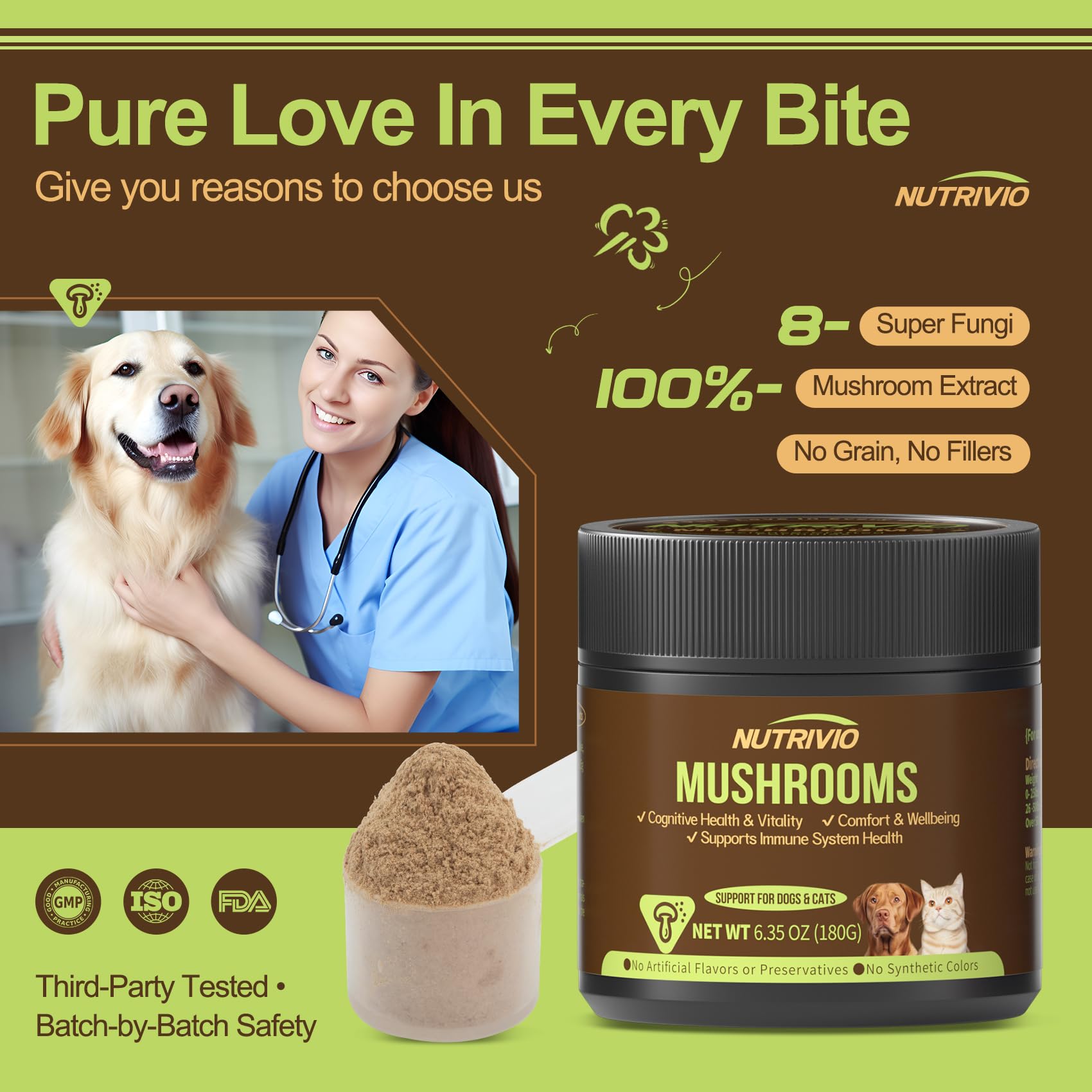 Nutrivio grain-free non-GMO formula highlighting premium ingredients