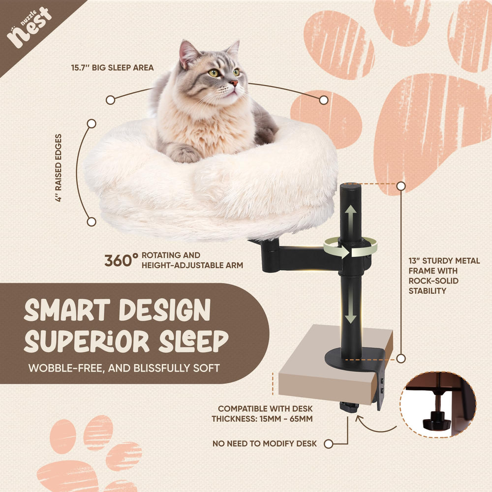 Nuzzle Nest clamp-installation demonstrates damage-free mounting on slim desks