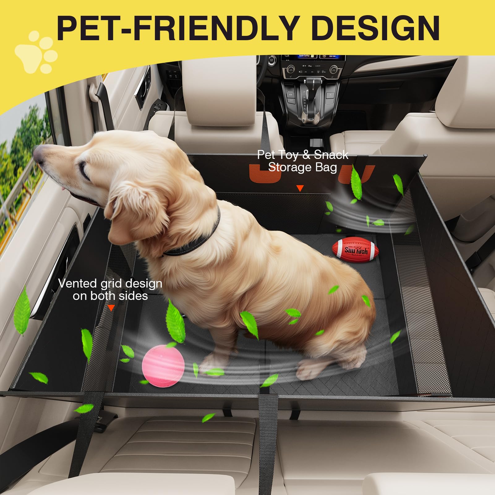 nuzzpawur medium dog car seat cover storage pocket, handy for toys and treats.