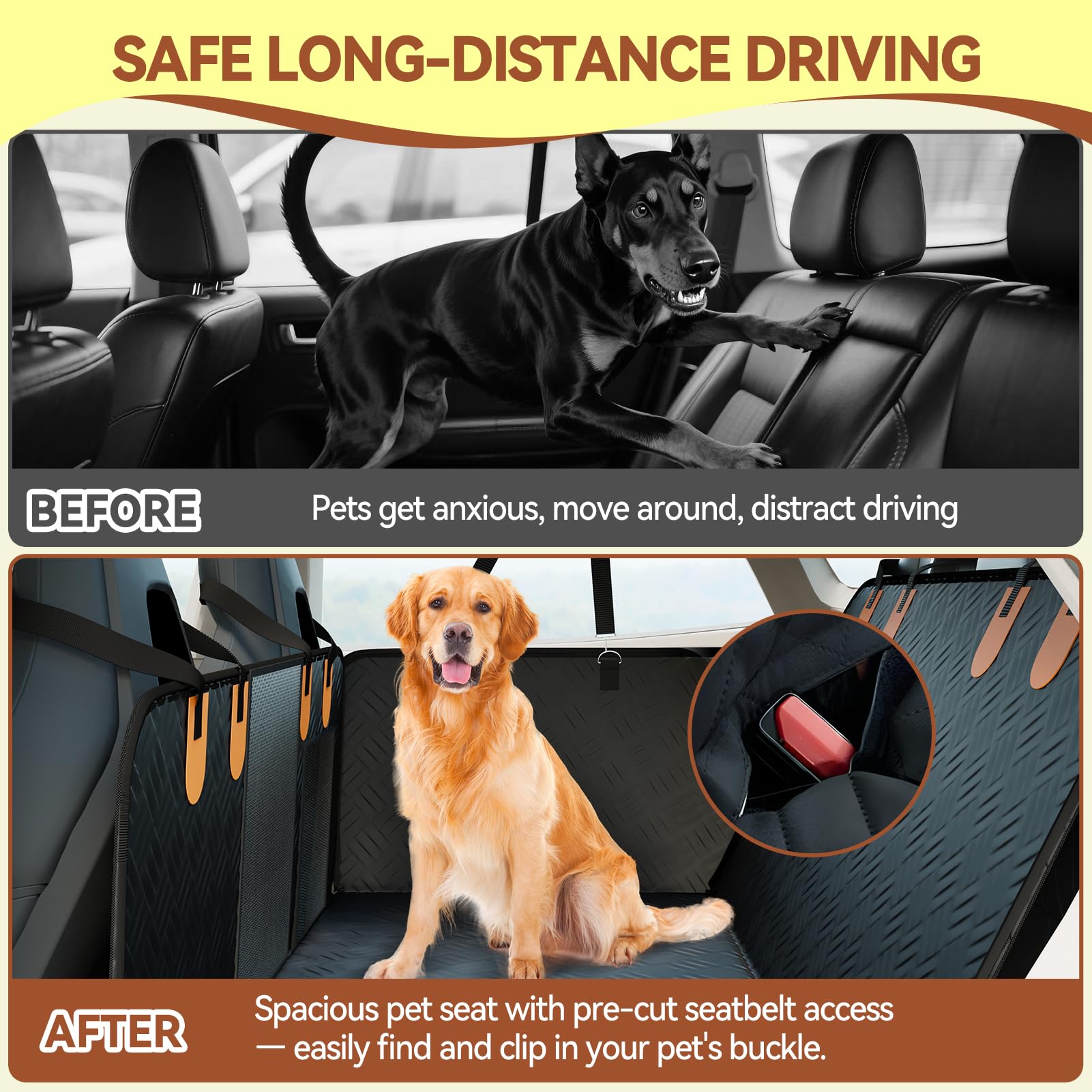 nuzzpawur dog car seat cover waterproof-oxford-fabric wipes clean quickly.