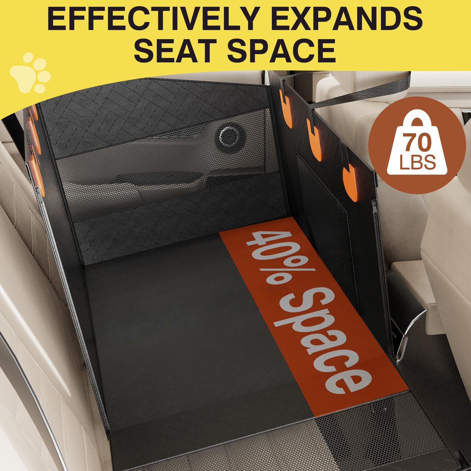 nuzzpawur medium dog car seat cover waterproof surface, ideal for spills and easy cleanup.