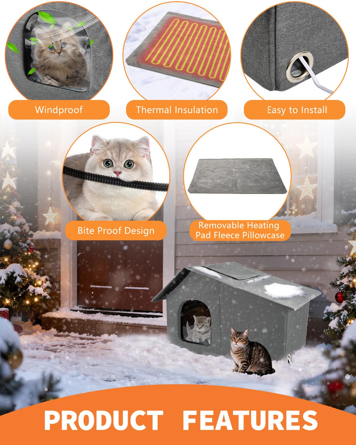 Nvifco heated cat house interior with heating pad for warmth