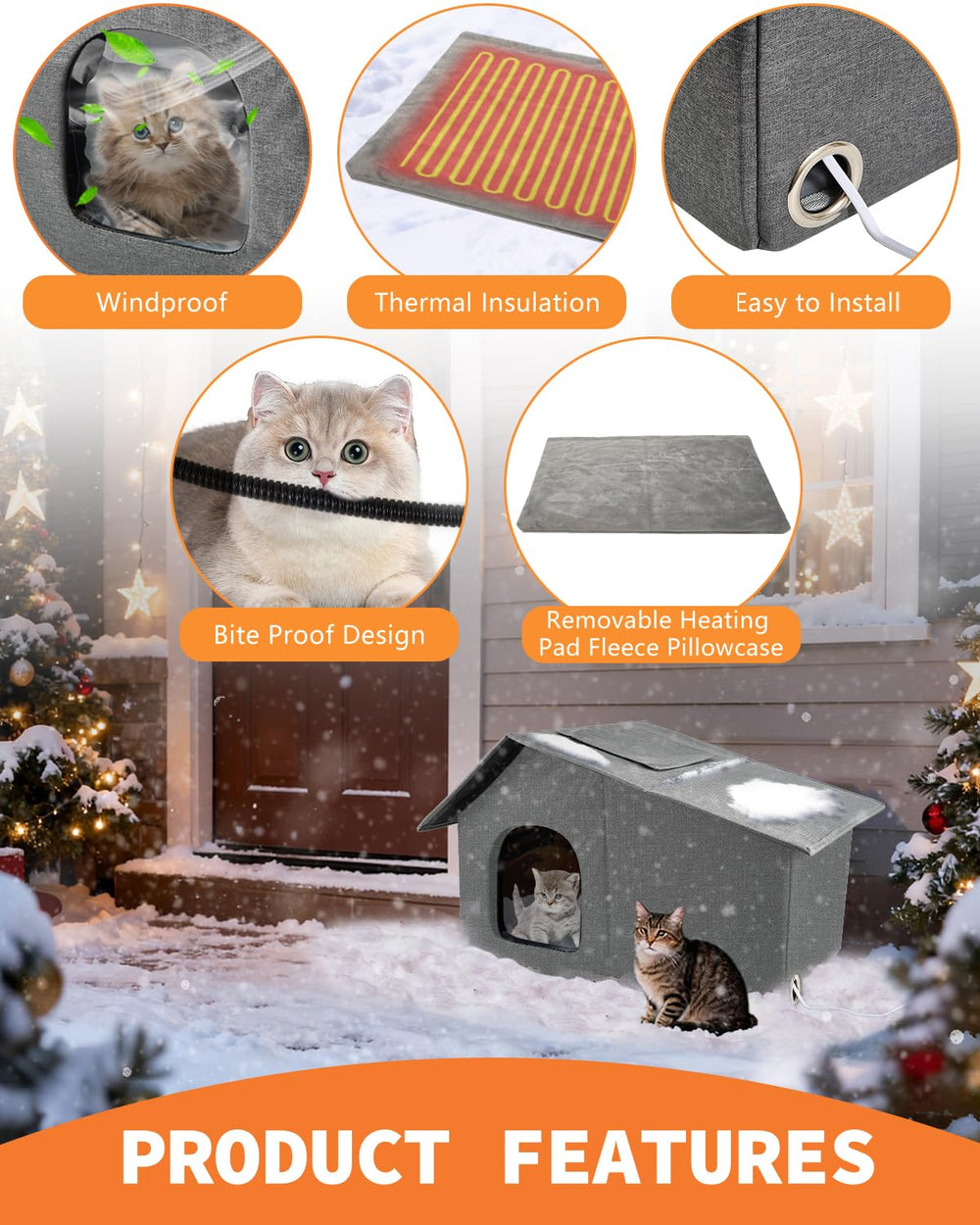 Nvifco heated cat house interior with heating pad for warmth