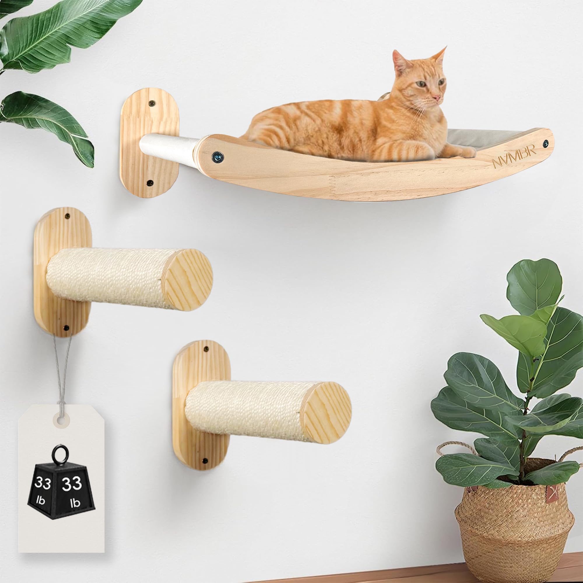 NVMBR cat wall furniture lounge with sisal stairs for scratching and climbing.