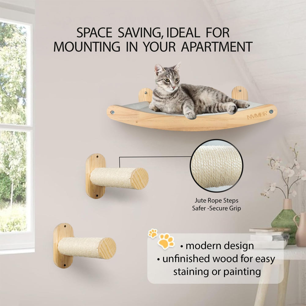 NVMBR cat wall perches in use, maximizing vertical space.