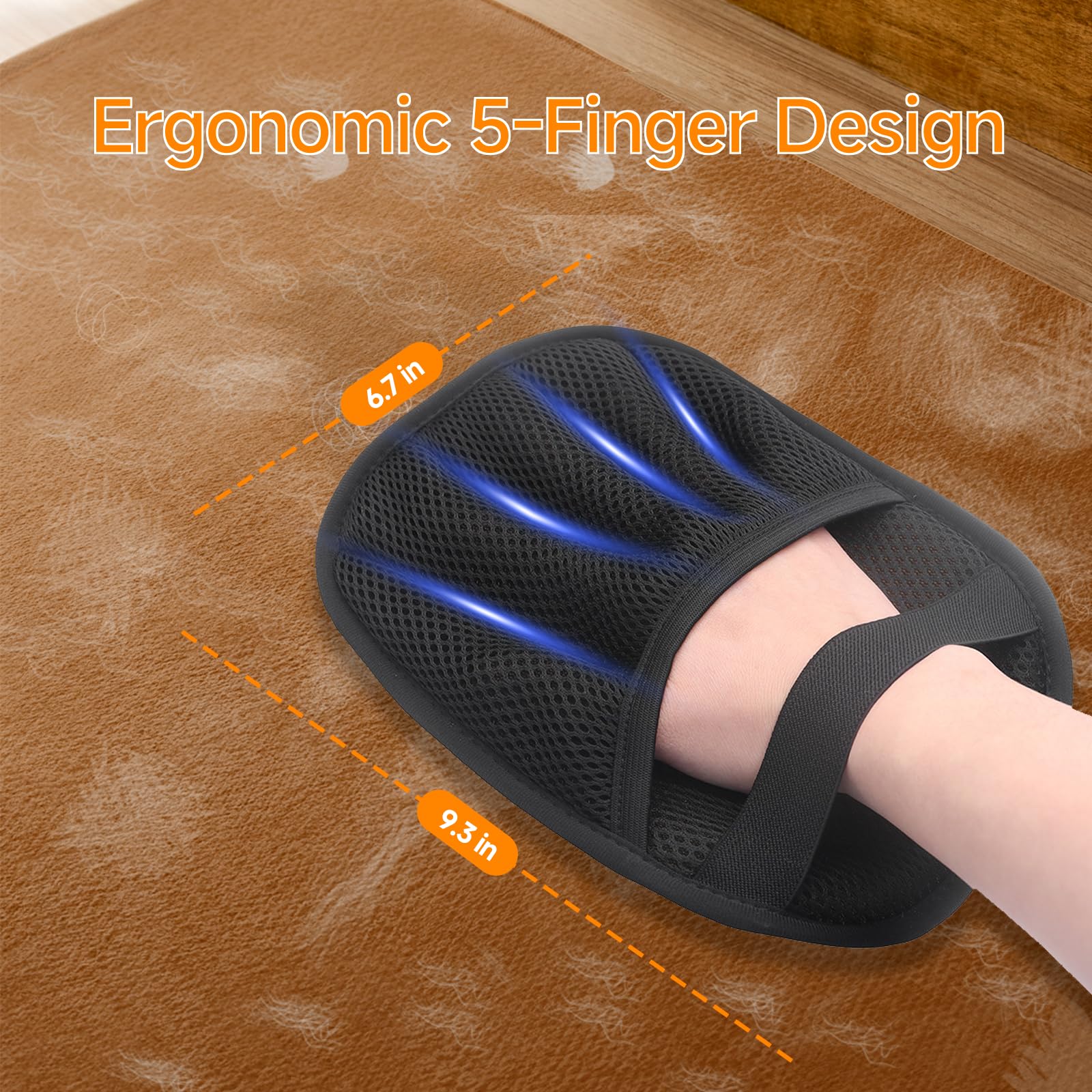 NVNAN Fabric De-Furring Glove on sofa removes embedded hair quickly