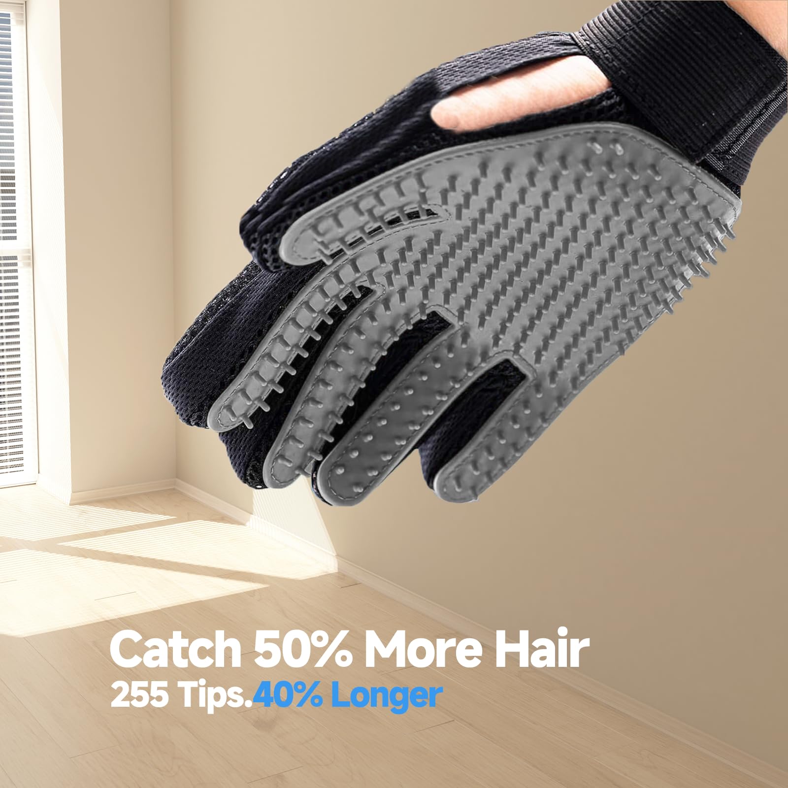 NVNAN silicone nub detail on NVNAN glove illustrating massage and hair lifting action.