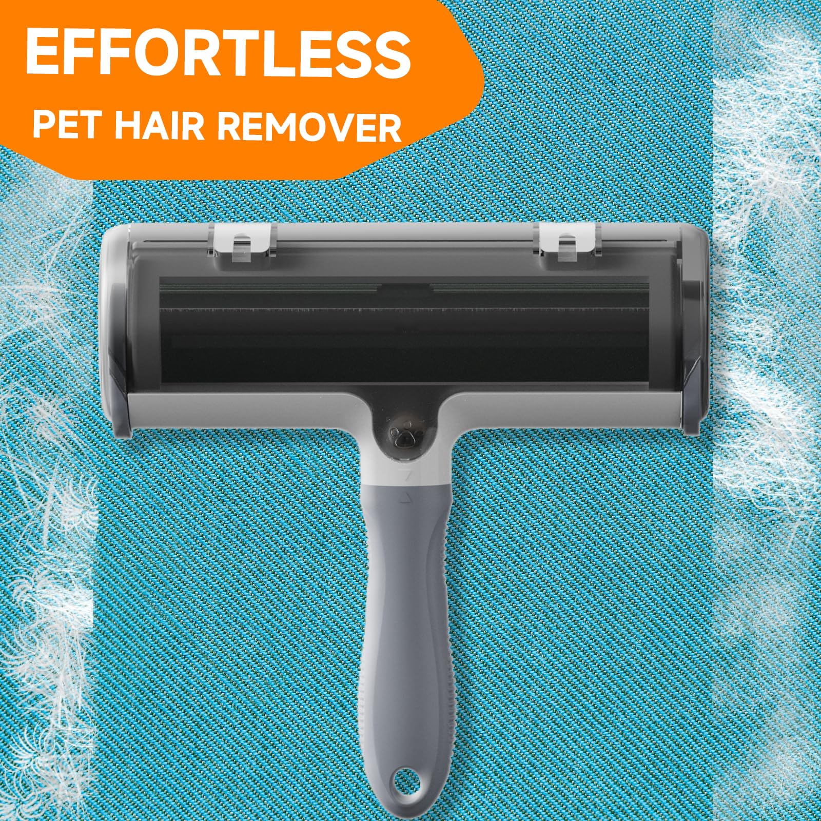 NVNAN Pro 2.0 pet hair remover lint roller demonstrates quick fur pickup from upholstery.