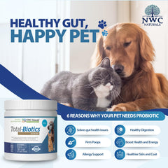 Total-Biotics scoop pouring powder for quick gut health for pets.