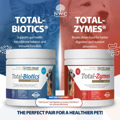 NWC Naturals Total-Zymes plant-based enzyme bottle supporting digestion.