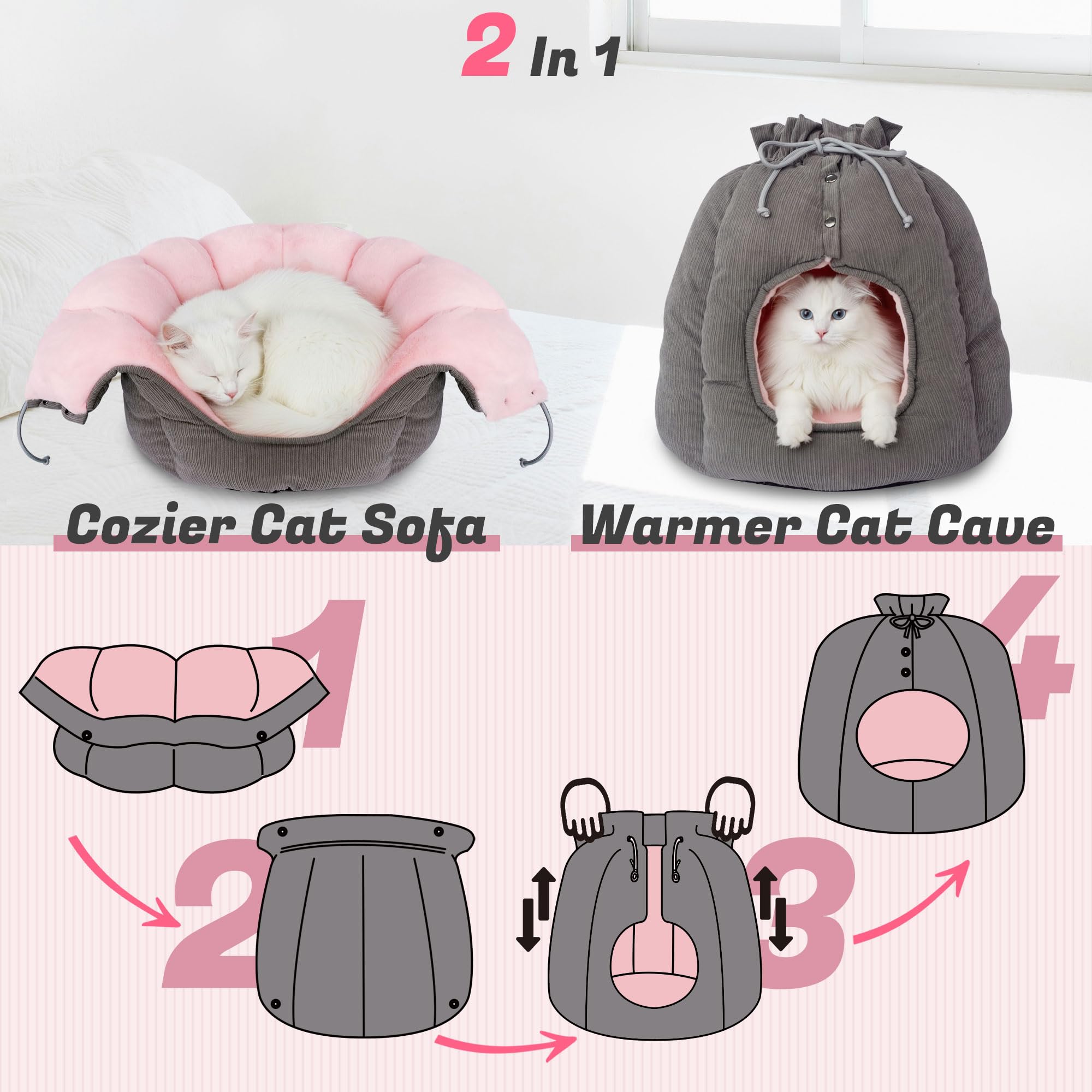 NWK cat bed removable heating unit image showcases easy seasonal use and cleaning.