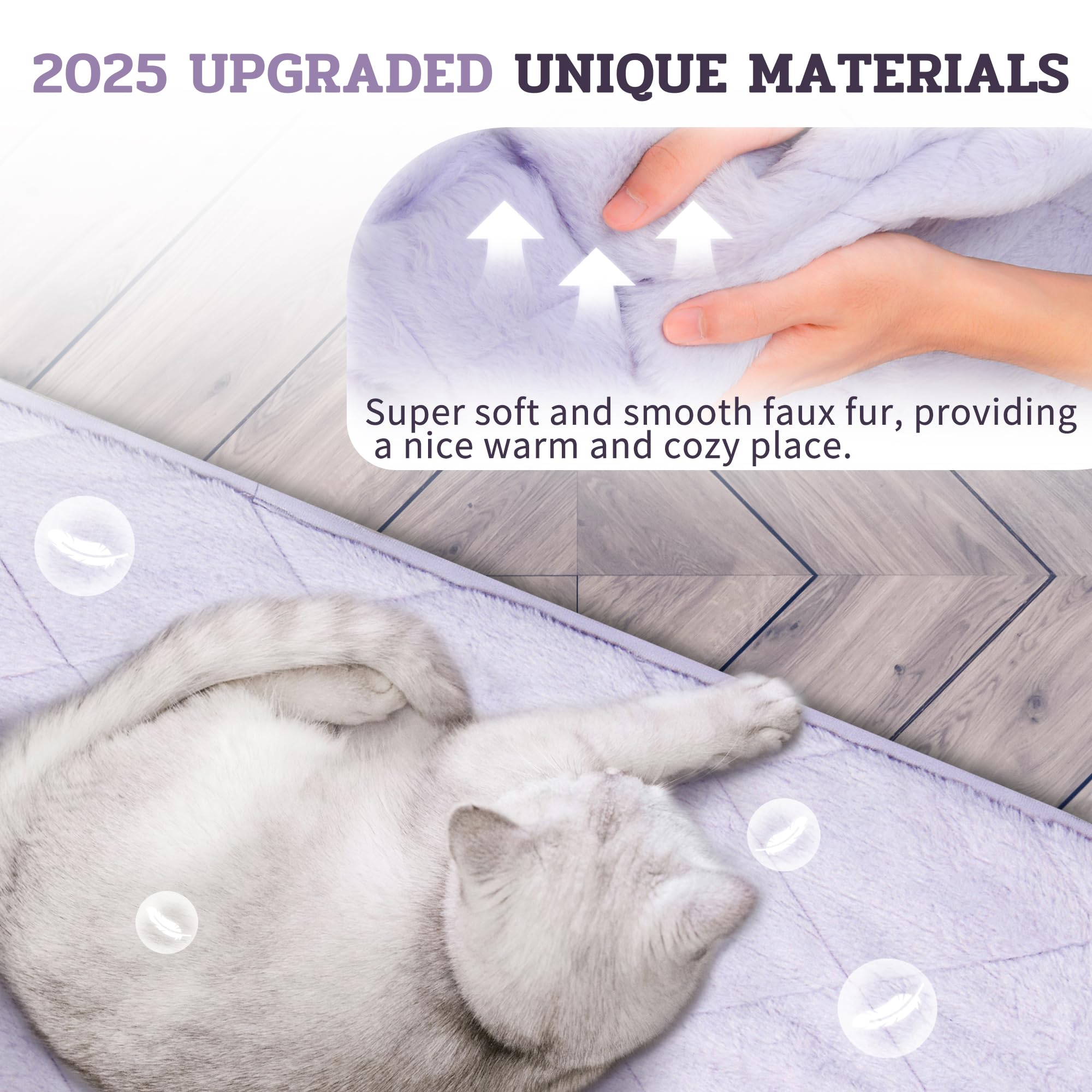 NWK Fluffy Self-Warming Cat Mat close-up shows soft faux rabbit fur texture.