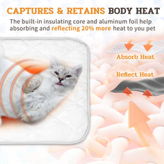 NWK Fluffy Self Warming Cat Mat interior aluminum filling reflecting heat for warmth.