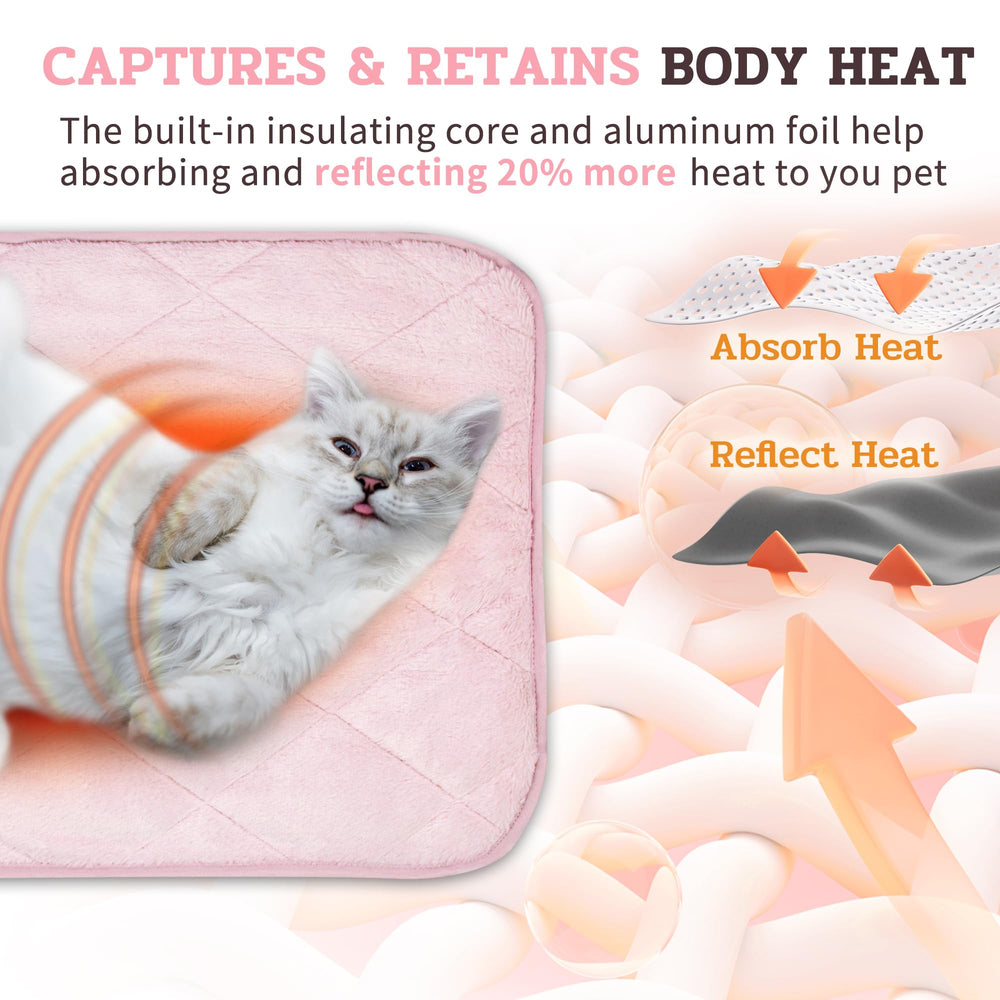 NWK Fluffy Self-Warming Cat Mat blush pink large view highlights plush comfort.