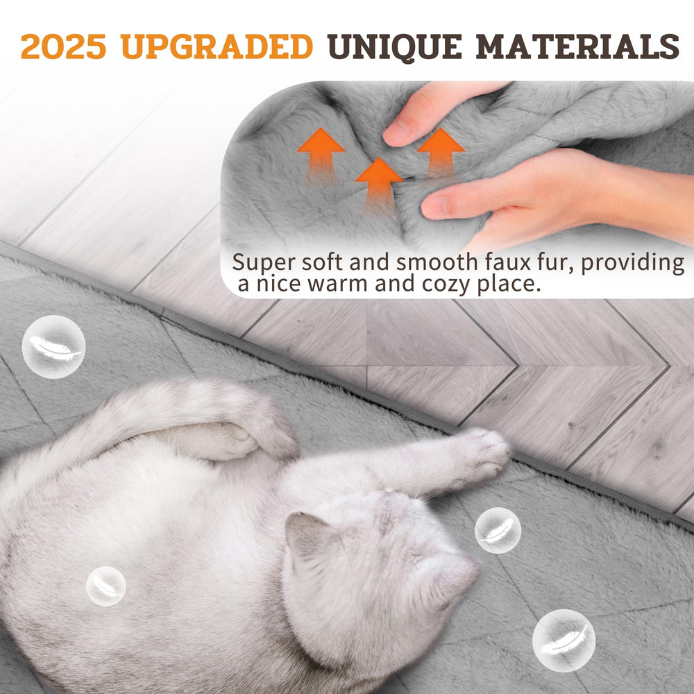 NWK Fluffy Self-Warming Cat Mat leakproof lining protects floors during accidents.