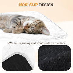 NWK Fluffy Self Warming Cat Mat features leakproof lining and machine washable design.