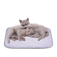 NWK Fluffy Self-Warming Cat Mat purple on sofa for cozy naps.