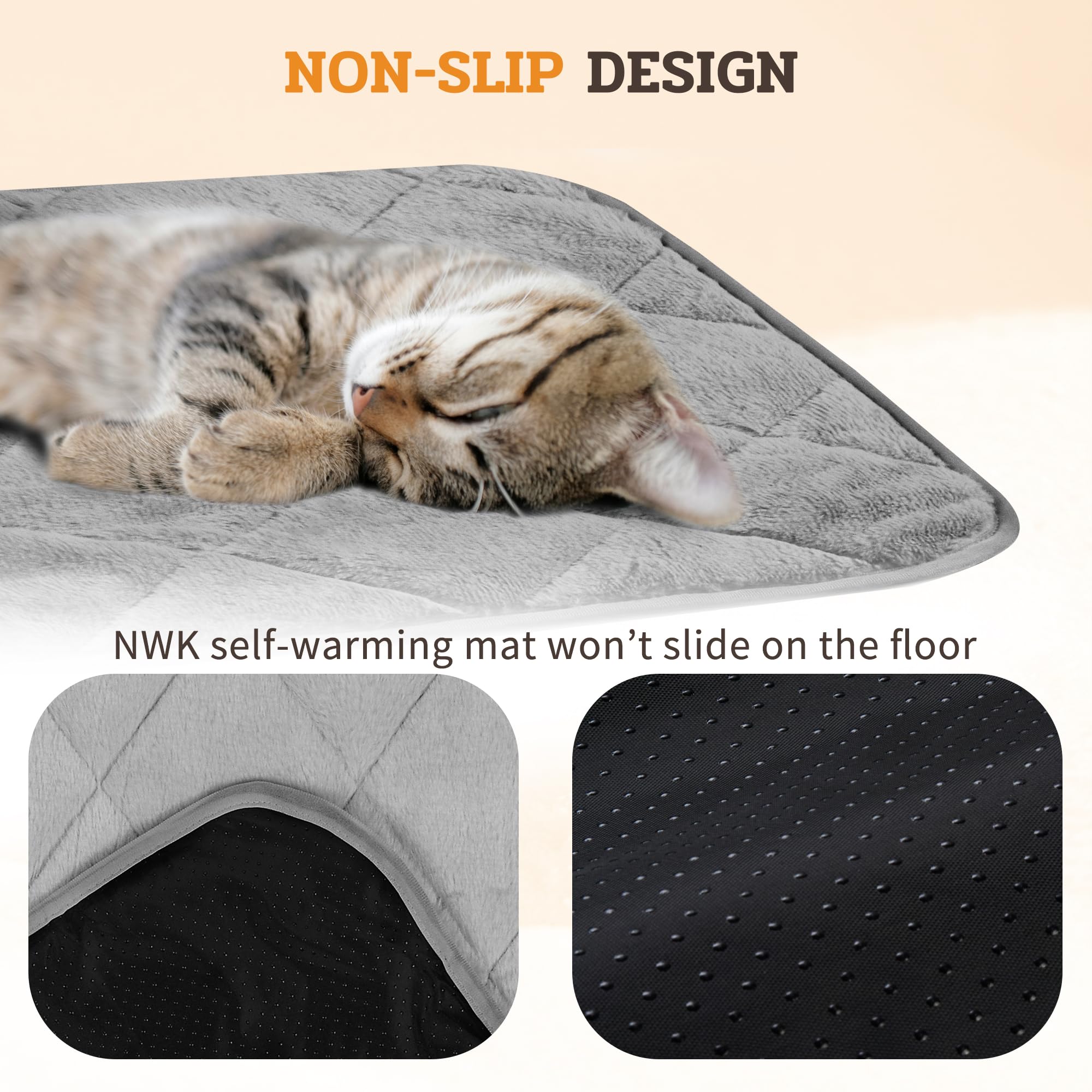 NWK Fluffy Self-Warming Cat Mat multiple sizes fit homes and carriers.