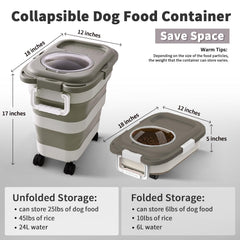 nxizoli 25lbs dog food container unfolded blue khaki with large opening