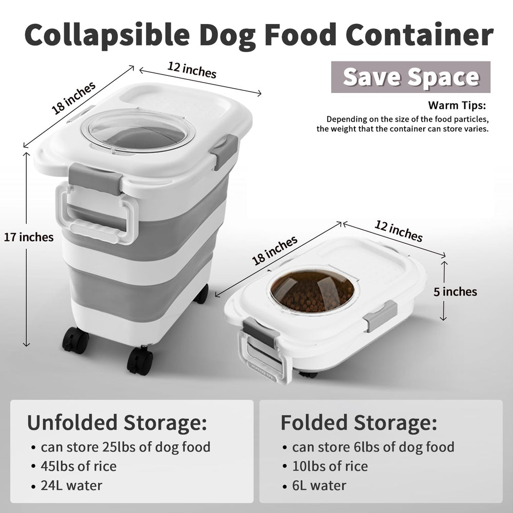 nxizoli collapsible dog food container folded for compact storage.