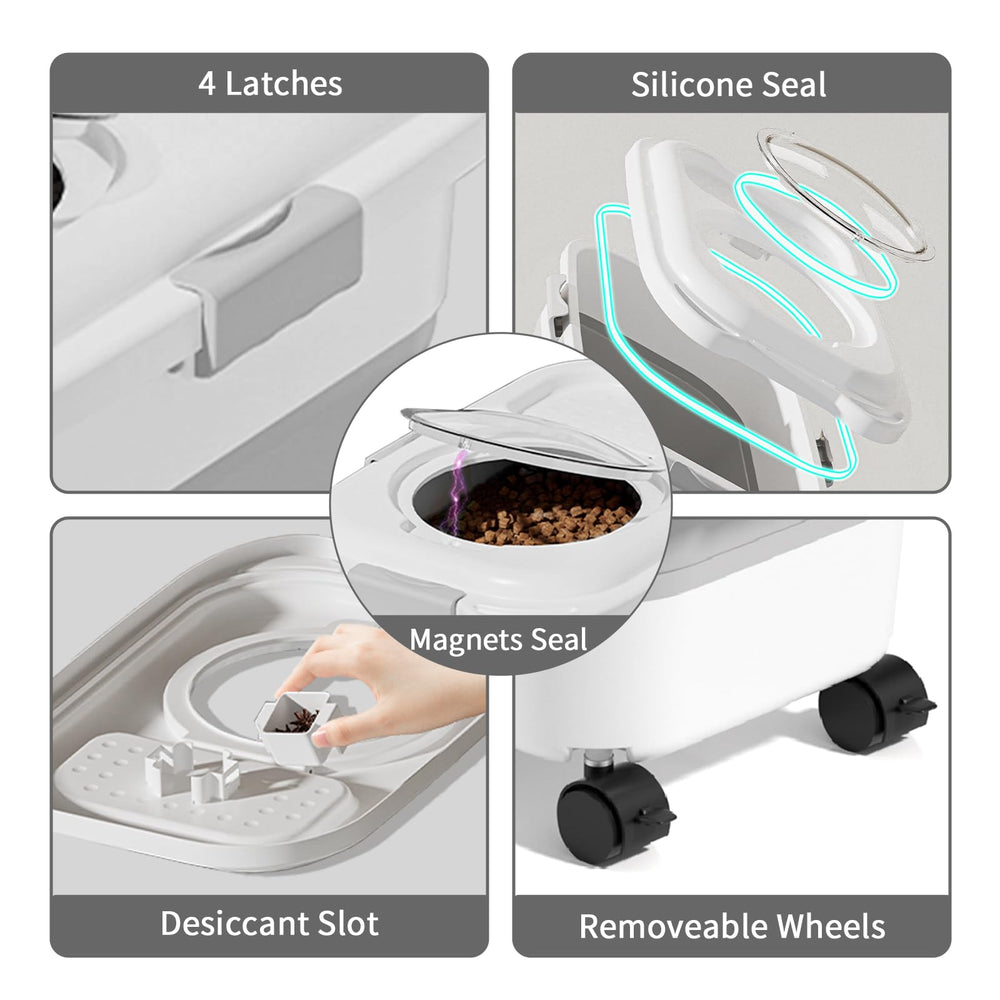 nxizoli dog food container with magnetic flip cover for quick access.