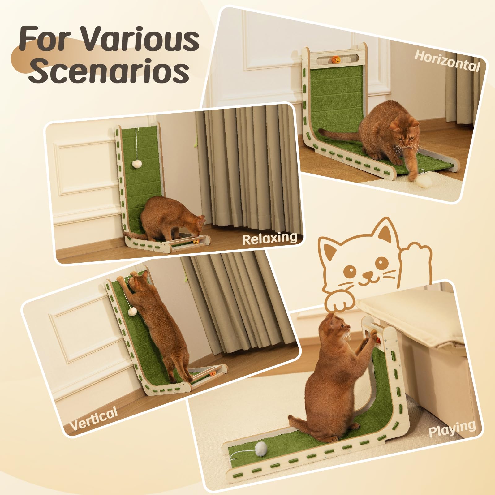 Nxwjoy cat scratch pad cat enjoying ball toy green demonstrates play and scratching together