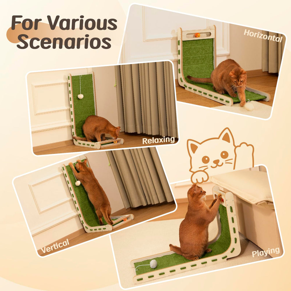 Nxwjoy cat scratch pad cat enjoying ball toy green demonstrates play and scratching together