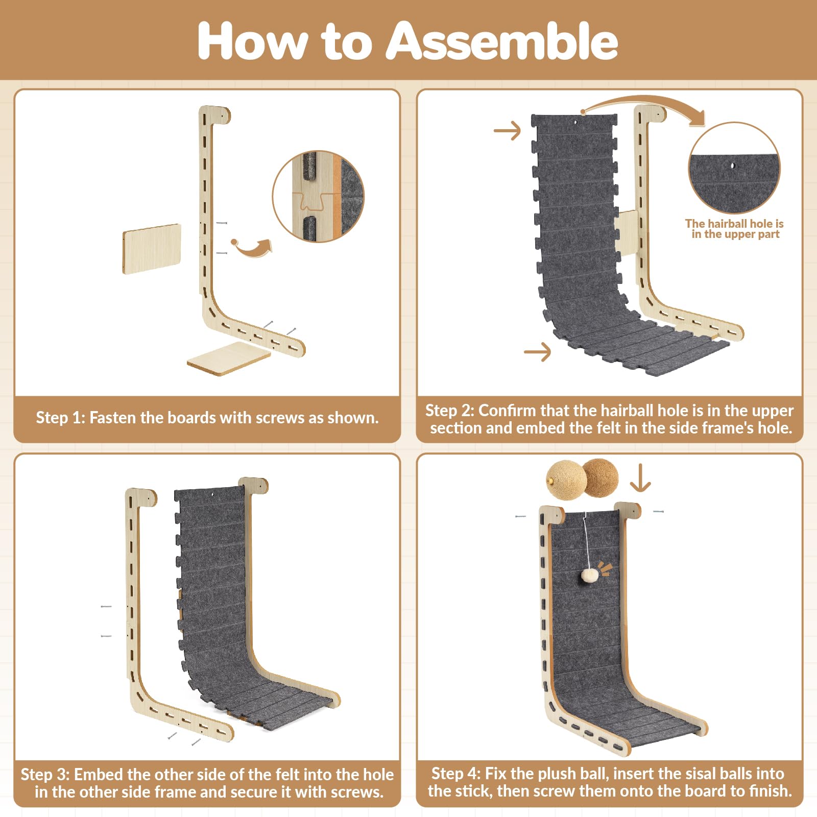Nxwjoy cat scratcher CARB certified MDF construction ensures stable support