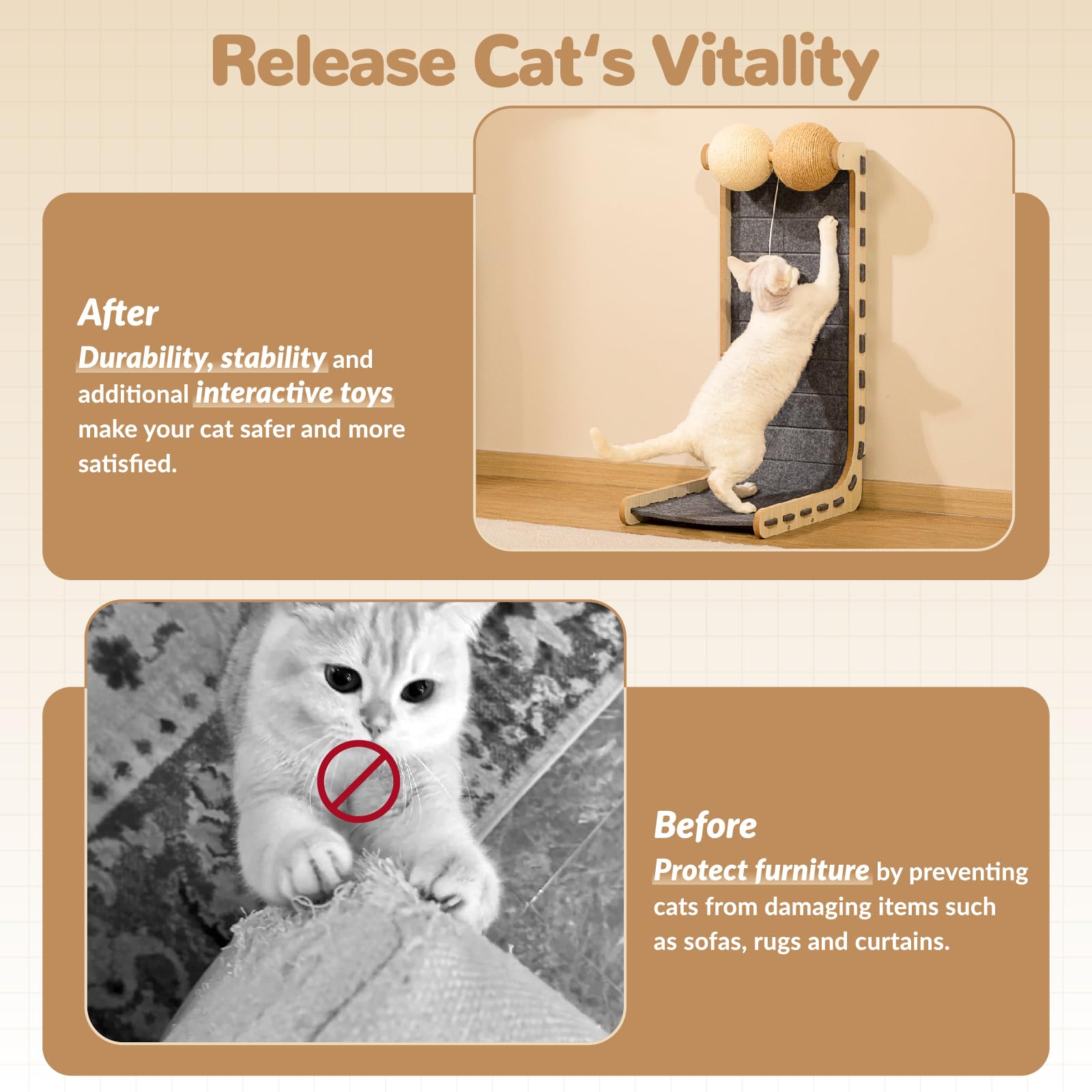 Nxwjoy cat scratcher L-shaped design fits corners and furniture protection