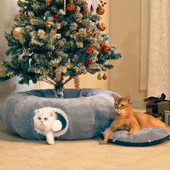 Nxwjoy cat tunnel bed assembled in living room for cozy play and resting