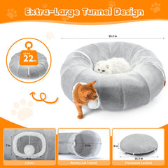 Nxwjoy cat tunnel interior shows padded bed for warm napping