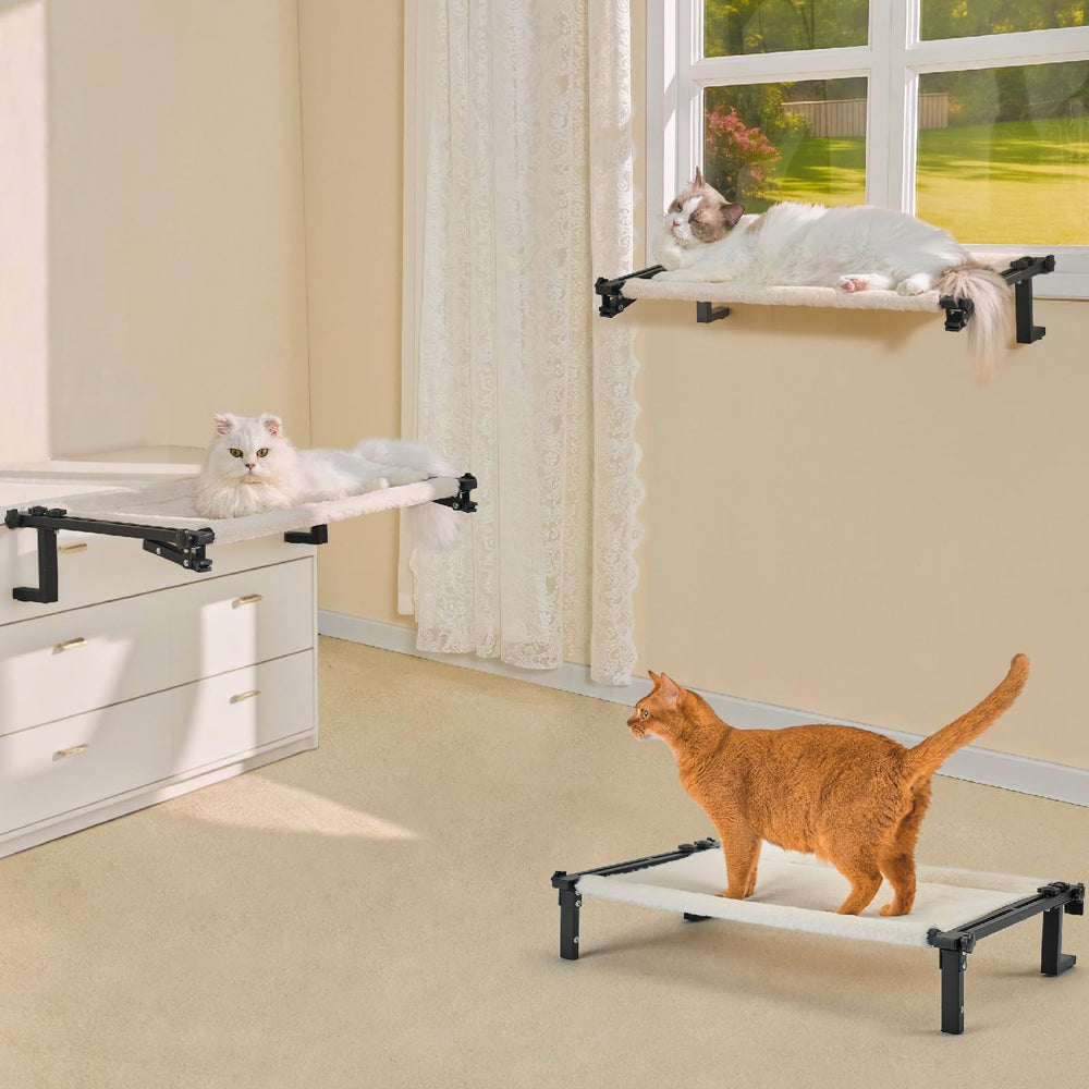 Nxwjoy multi-functional cat lounge adapts from window bed to floor or bedside.