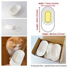 Nyanpling no-litter design tray shown under a cat for clean urine sample collection