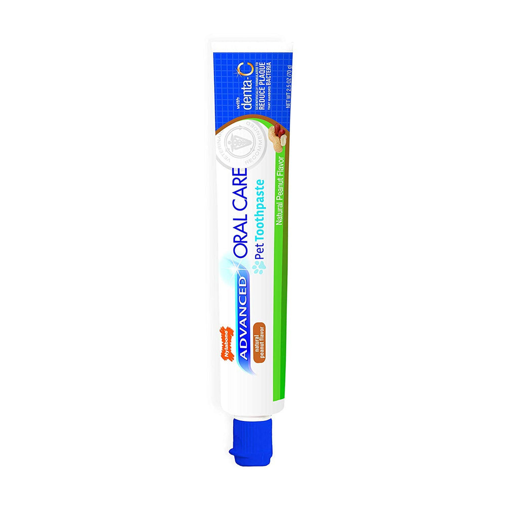 Nylabone Advanced Oral Care Natural Toothpaste with Denta-C emphasizes plaque reduction potential