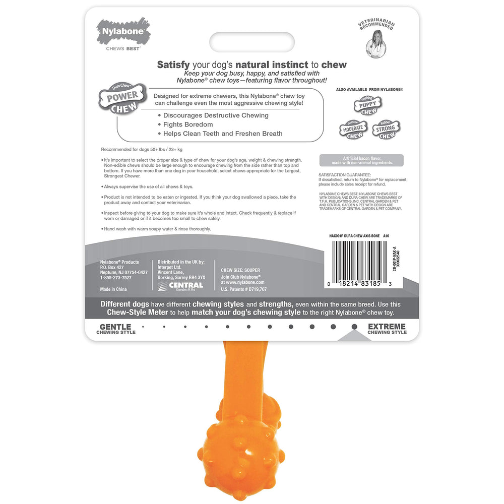Nylabone Axis Bone chew texture close-up highlighting grooves and bite-friendly design