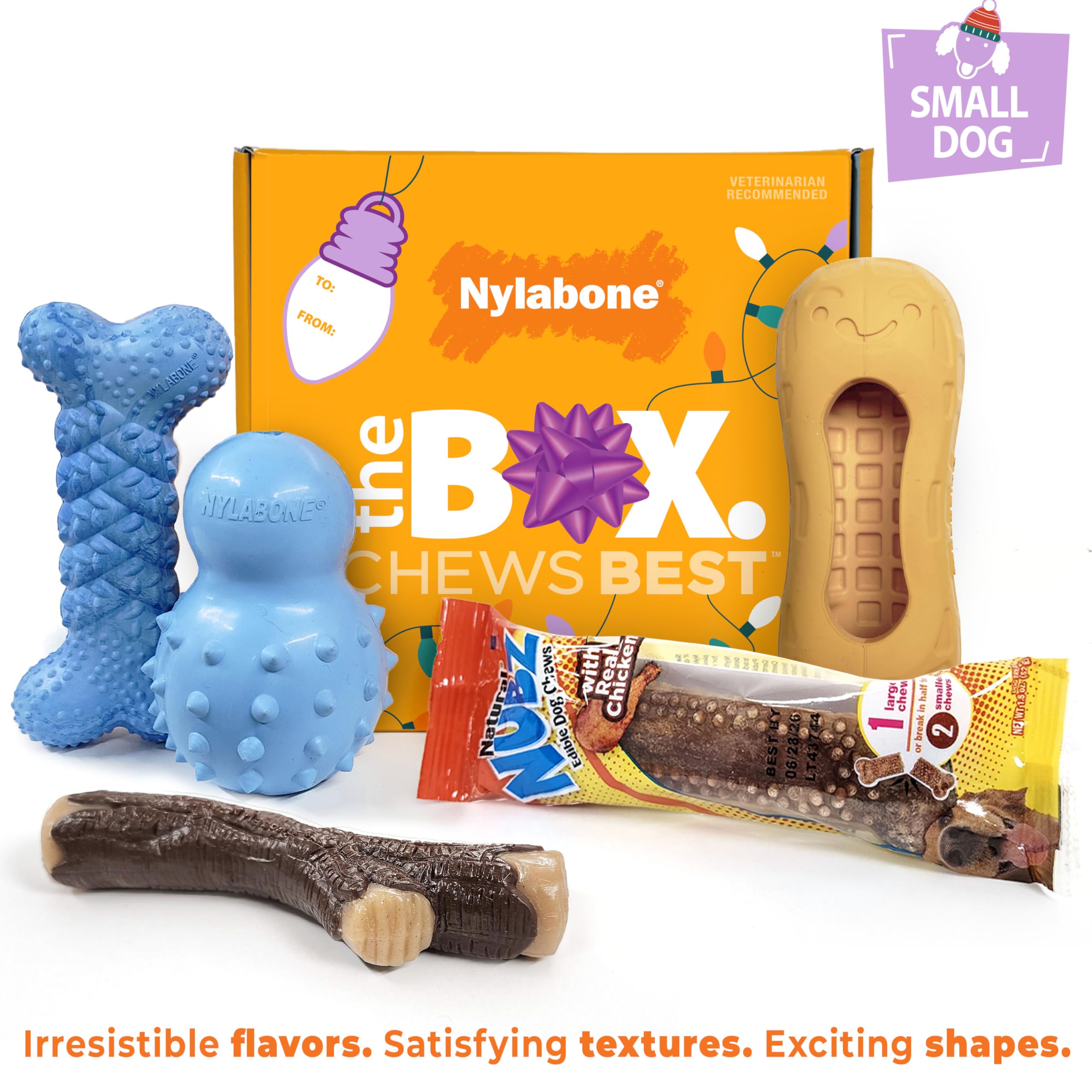 Nylabone braided bone chew toy with vanilla cookie flavor promotes chewing satisfaction