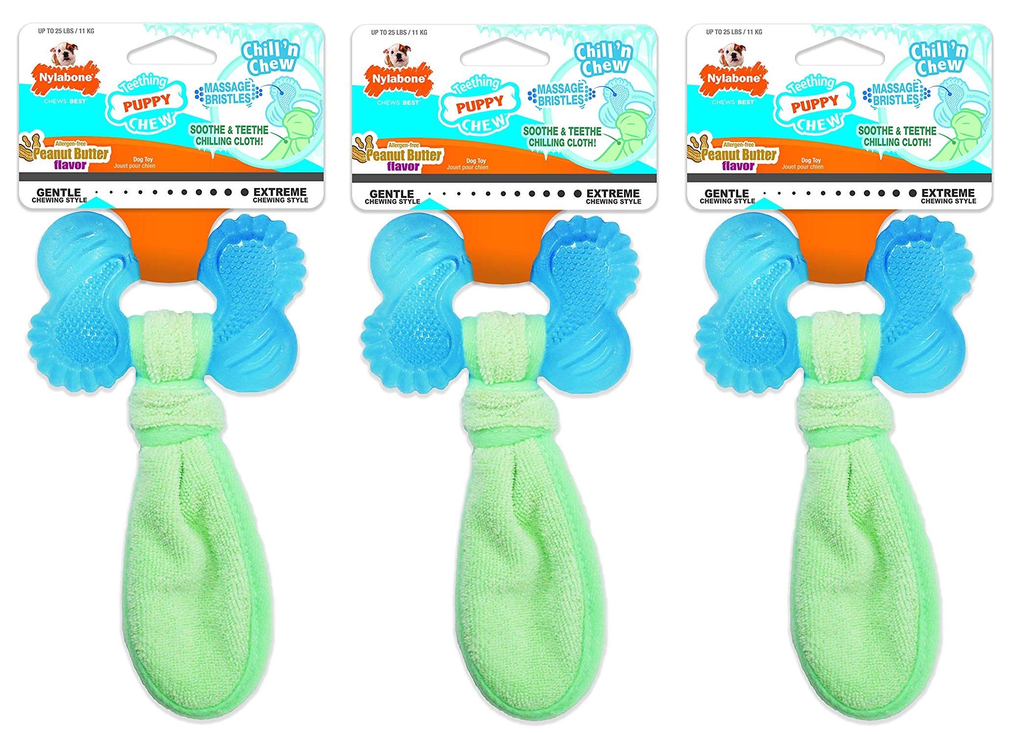 Nylabone Chill 'n Chew puppy toy small with textured grooves for gum soothing relief