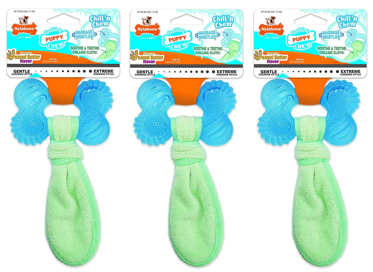 Nylabone Chill 'n Chew puppy toy small with textured grooves for gum soothing relief