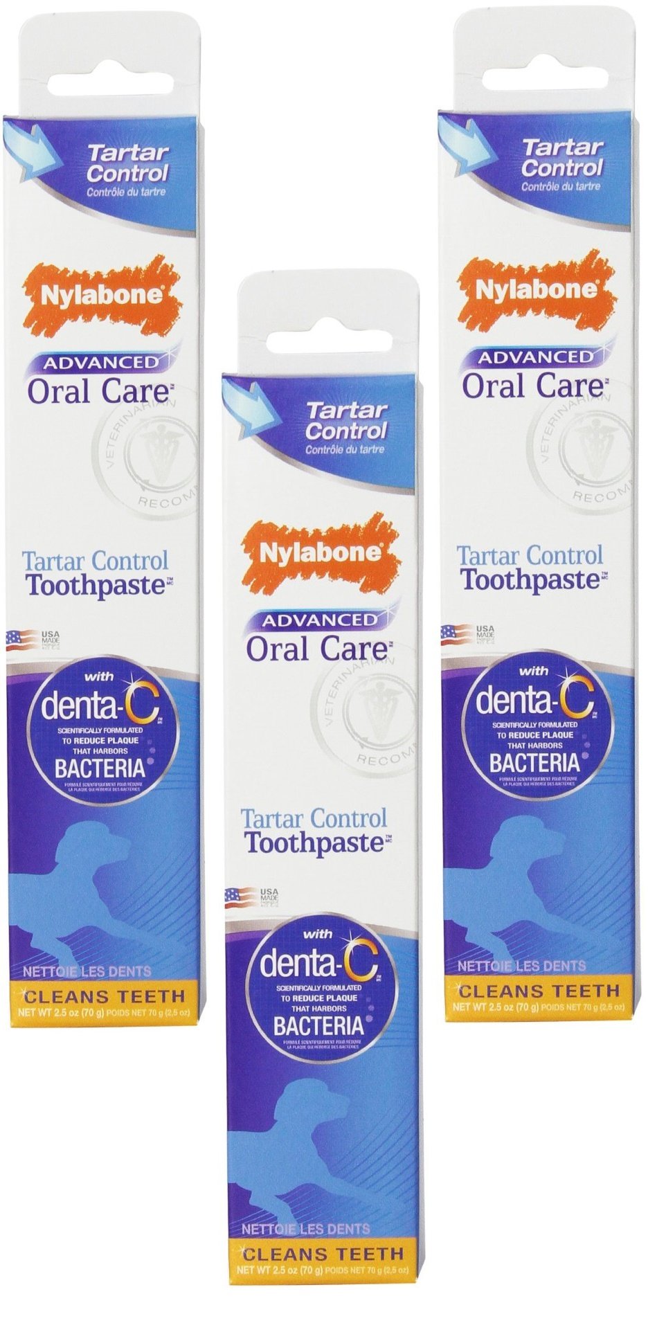 Nylabone Cuidado bucal avanzado, paquete de 3, para limpieza diaria y control de sarro.