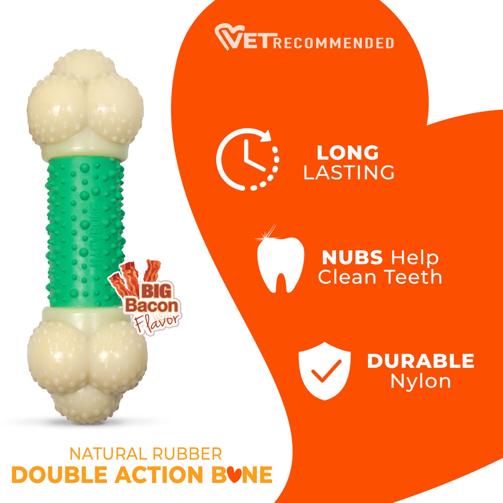 Nylabone Double Action Bone Power Chew Toy dental-nubs help reduce plaque during chews