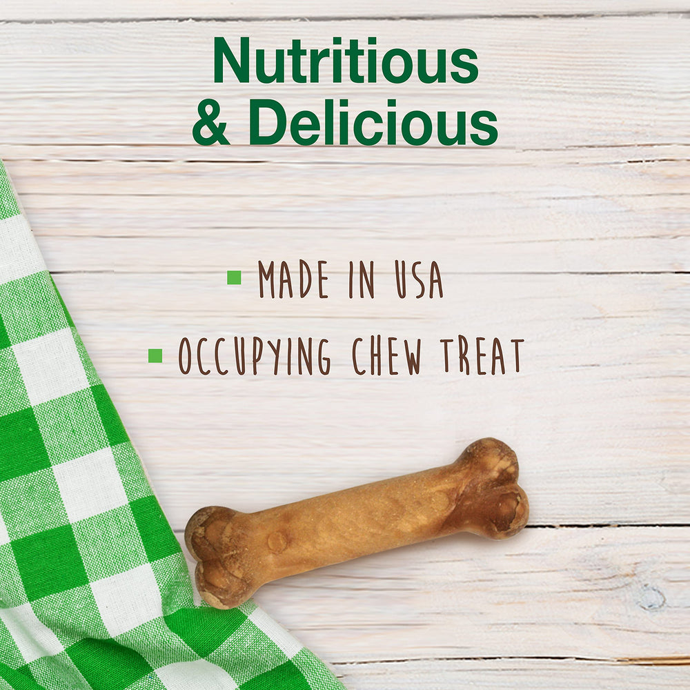 Nylabone Healthy Edibles chicken-flavor treats energize puppy playtime.
